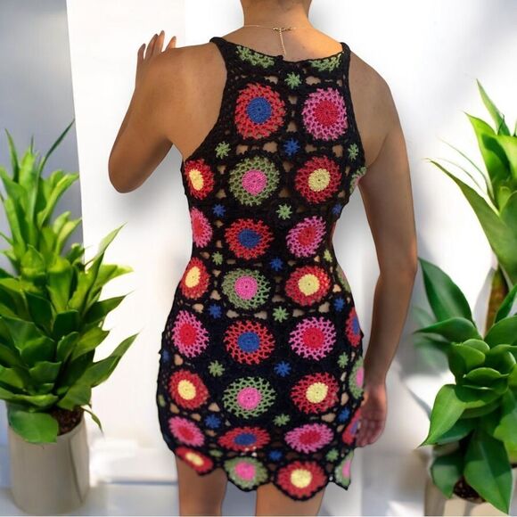 H&M + CHOACHELLA Women’s Rainbow Crochet Dress in the Size 6 in Multi Color - Picture 5 of 14